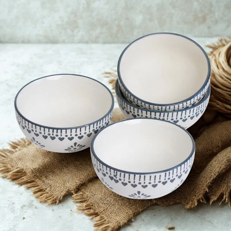 TableTreat Ceramic Snack Bowls (Blue,White, 200 mL Each) - Set Of Four media 4