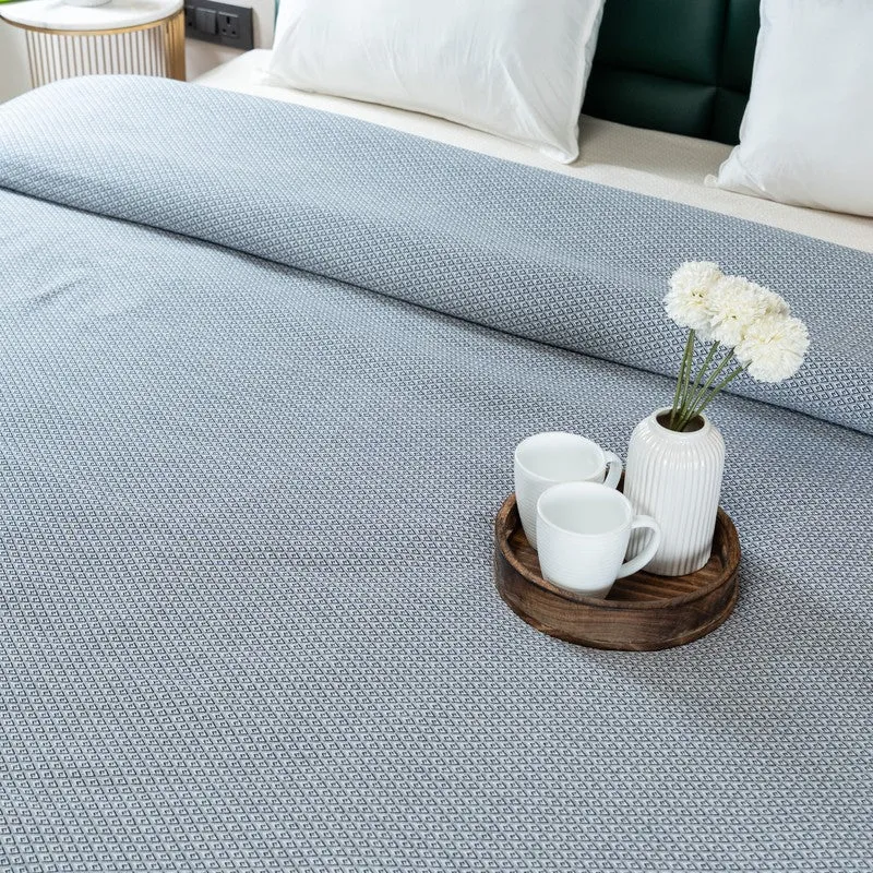 Axis Loom Cotton Bedsheet (Navy Blue) - 300 TC media 4