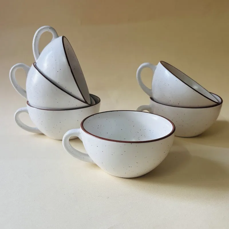 Ceramic Tea Cups (White,240 mL Each) - Set Of Six media 4