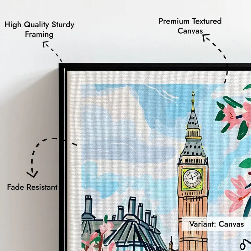 Vintage London Framed Canvas Wall Painting media 7