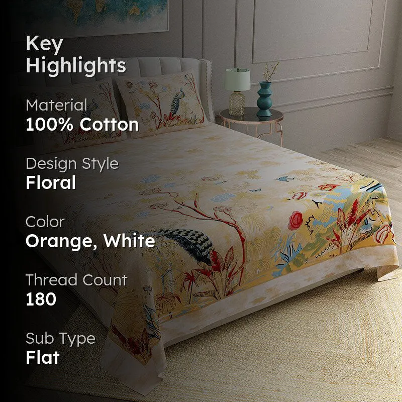 Ephemeral Garden Floral Cotton Bedsheet - 180 TC media 2