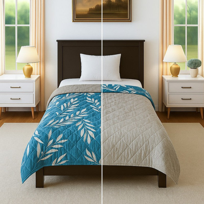 Softhaven Floral Cotton Comforter (Blue) - 300 GSM media 3