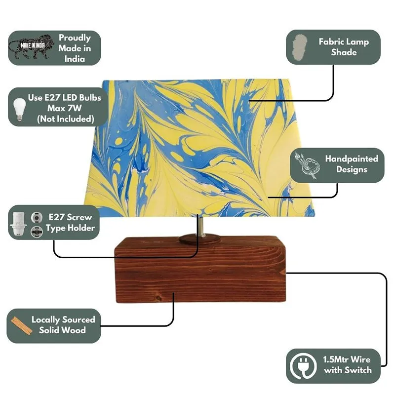 Marbling Glow Handpainted Fabric Table Lamp - Multicolor media 4