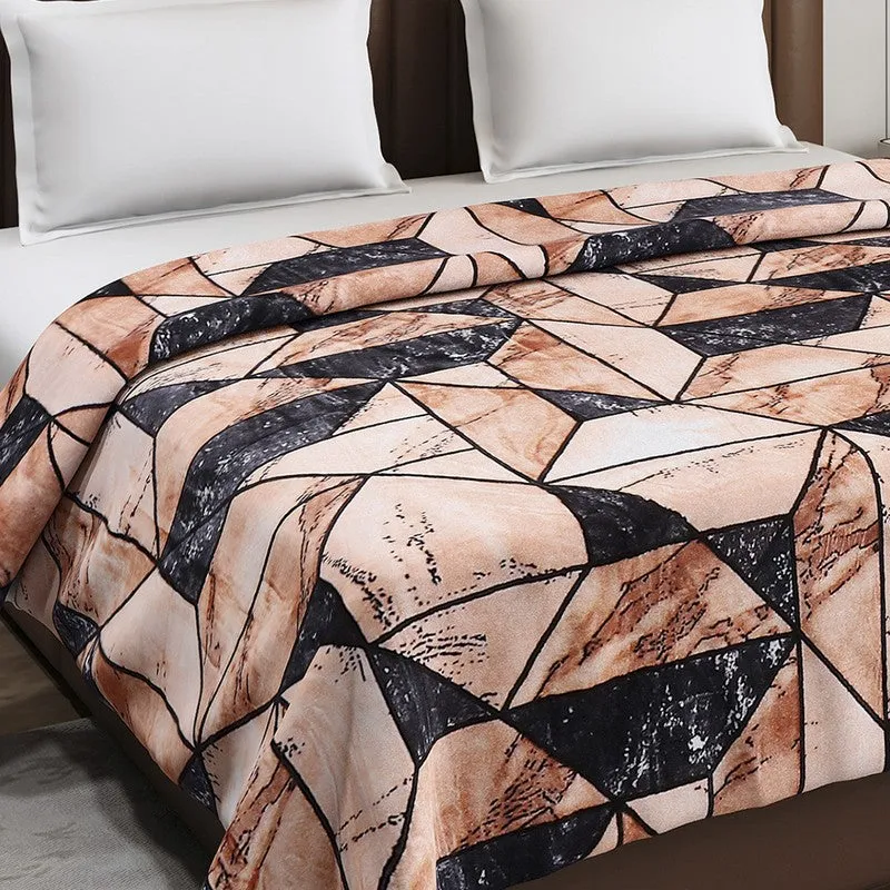 Monte Carlo Leafira Abstract Print Polyester Blanket (Brown) - 300 GSM media 5
