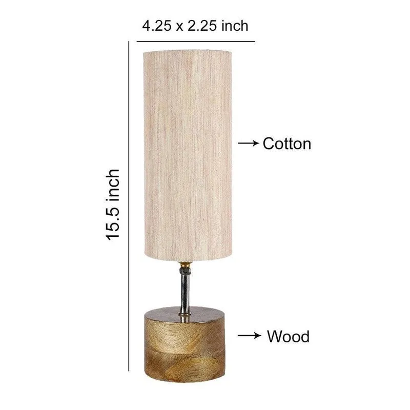 Rustic Wood & Fabric Table Lamp - Beige,Brown media 7