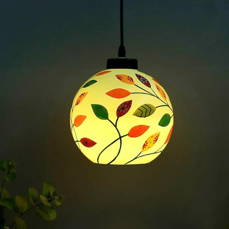 Flora Dance Moon Hand Painted Glass Ceiling Lamp media 1