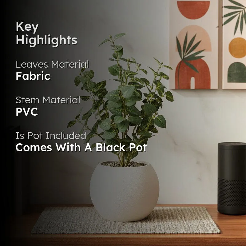 Artificial Potho Plant With Black Fiber Pot (Green) - 1 Feet media 2