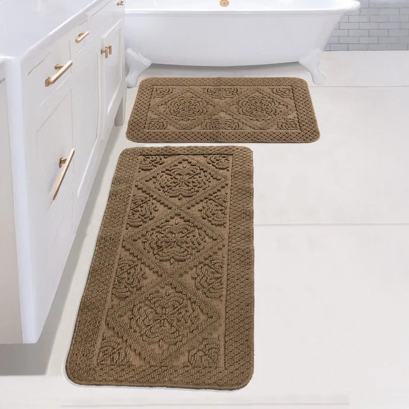 GentleStep Cotton Bath Mats (Brown) - Set of Two media 1