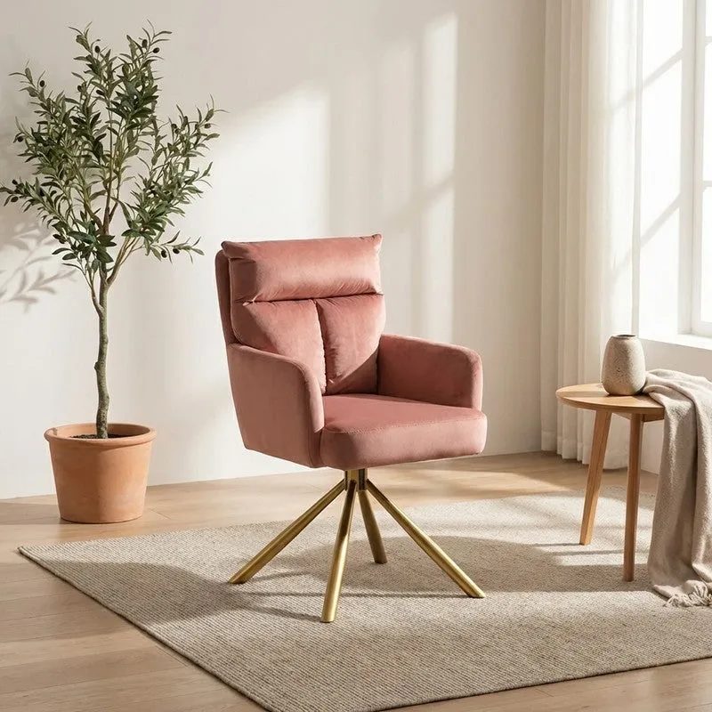 Arvella Neem Wood Accent Chair - Pink media 1