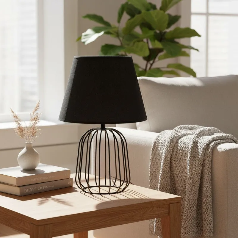 AarviDecor Valen Designer Fabric Table Lamp - Black media 3
