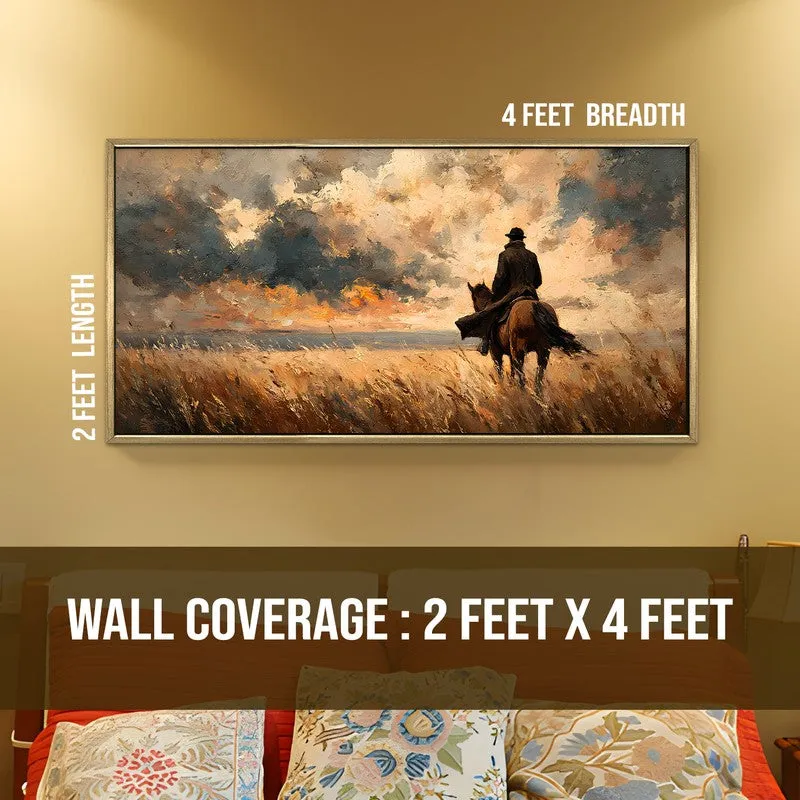 Lone Rider Canvas Wall Painting With Frame media 8