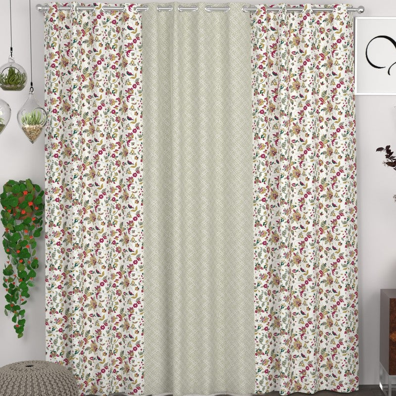 Floral Whisper Bliss Curtains - Set of Three - Door - 7 Feet