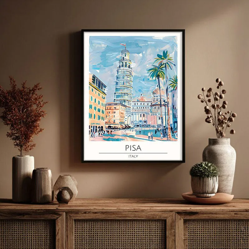 Vintage Pisa Framed Canvas Wall Painting media 3