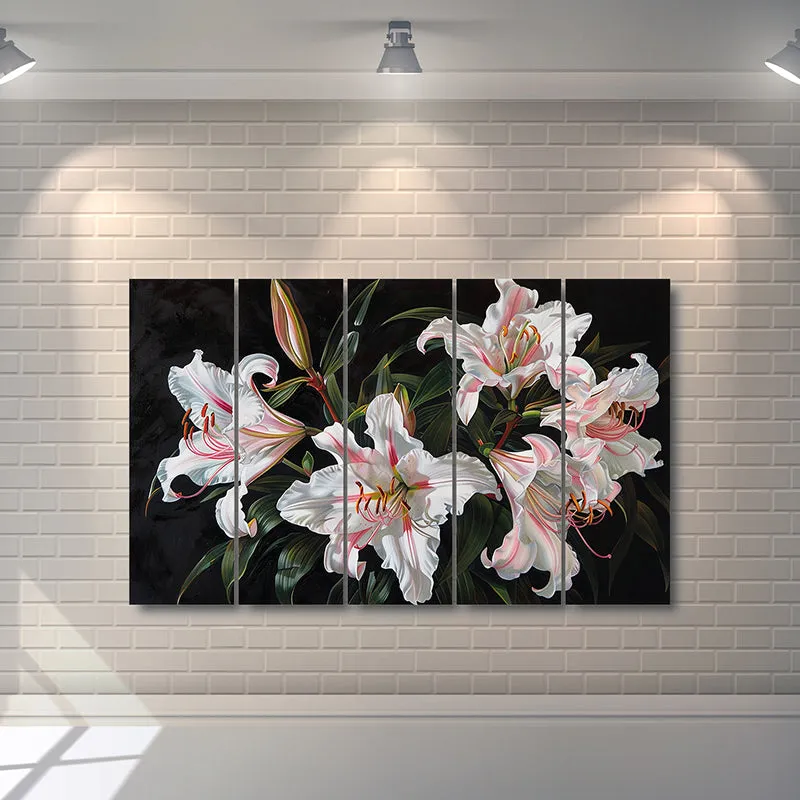 Painted Lillies Canvas Wall Art - Set Of Five media 3