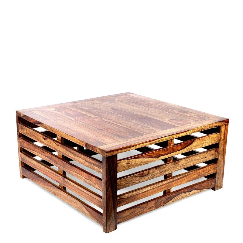 Qervon Sheesham Wooden Center Table - Brown,Beige media 5