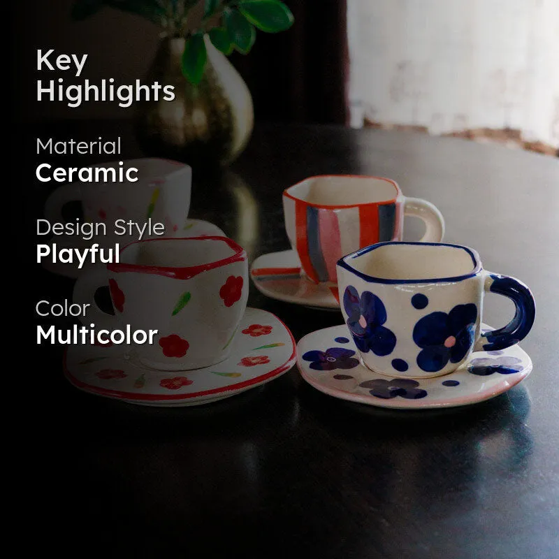 Sip Of Spring Cup & Saucer (200 mL Each) - Set of Four media 2