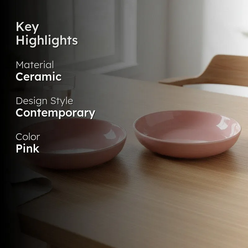 Ceramic Salad Bowls (Pink,300 mL Each) - Set Of Two media 2
