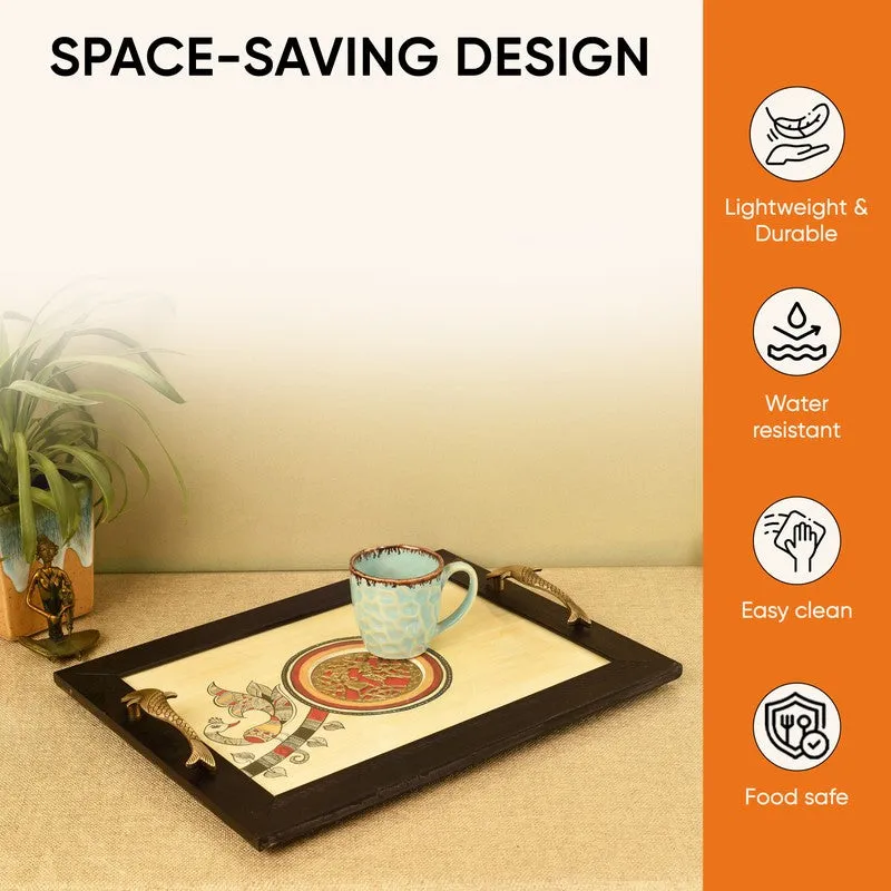 Saarang Wood & Metal Serving Tray media 6