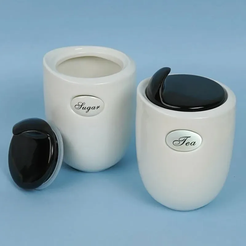 Lamia Black Storage ceramic Containers (1000 mL Each) - Set Of Two media 4