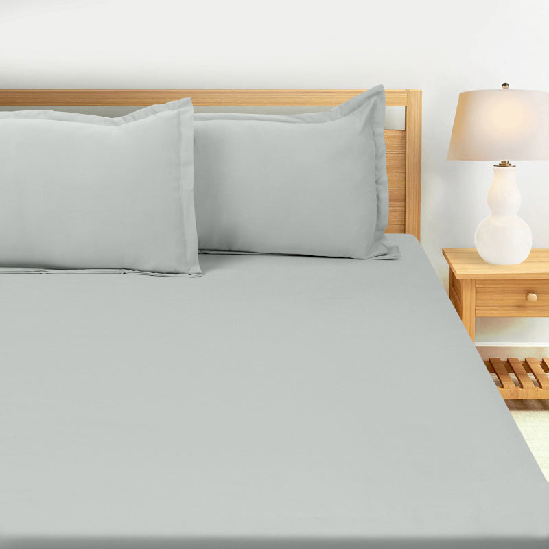 Sanumi Solid Cotton Bedsheet (Grey) - 300 TC media 3