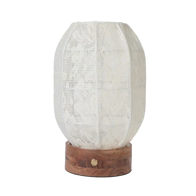 Lumora Oval Soft Glow Base Fabric Wooden Table Lamp - White media 4