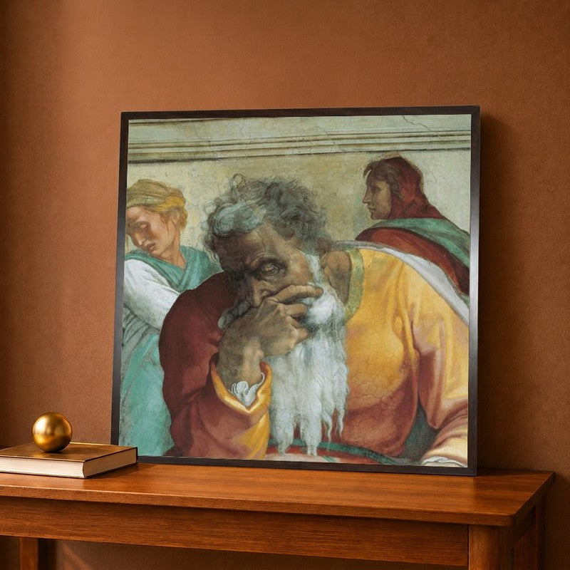 Sistine Chapel Ceiling Prophet Jeremiah Canvas Wall Painting - 12 x 12 Inches