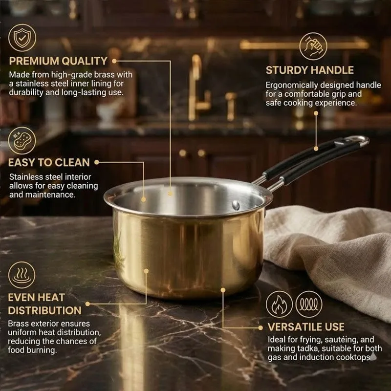 Dipora Brass Sauce Pan - 1000 ML media 6