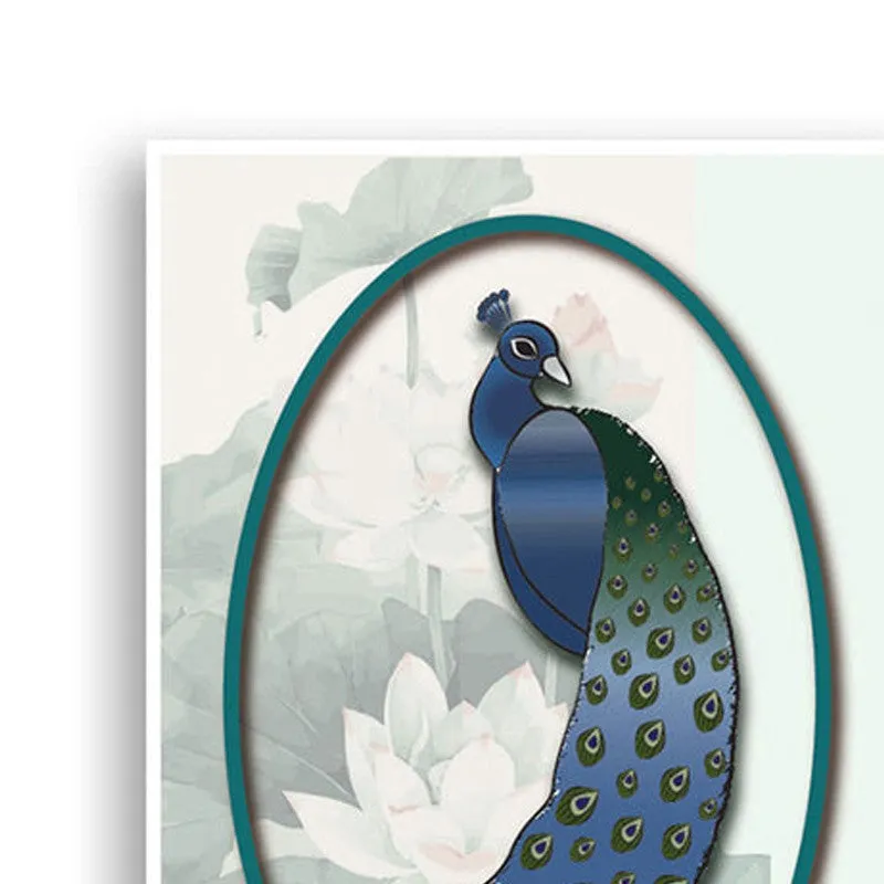 Peacock Portrait Wall Art with White Frame media 1