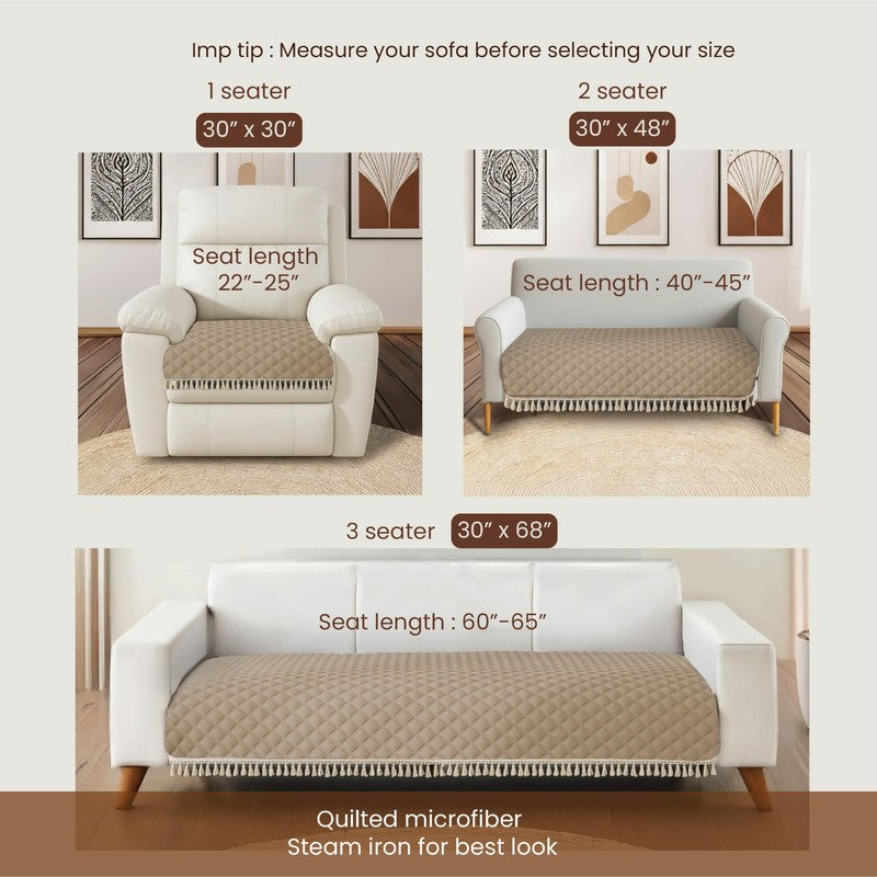 Urban Space Quilted Geometric Cotton Sofa Cover - Brown media 7