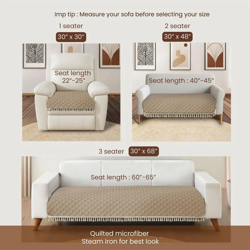 Urban Space Quilted Geometric Cotton Sofa Cover - Brown media 7