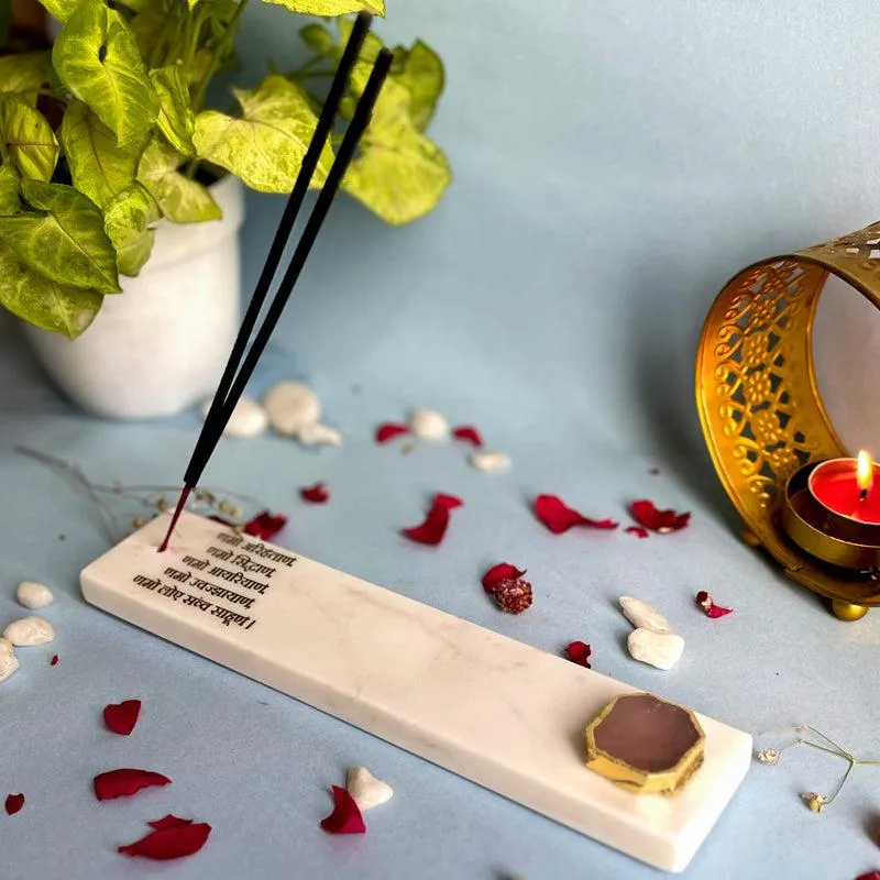 Namokar Incense Holder With Rose Quatrz Plating - Pink media 3