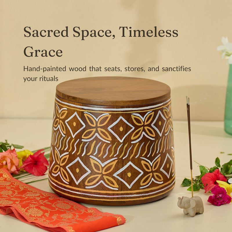 Mandira Pooja Stool With Storage media 7