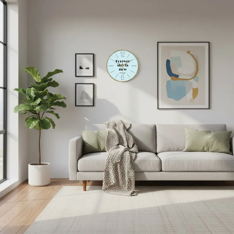 Forever Starts Now Round Analog Wall Clock - Sky Blue media 4