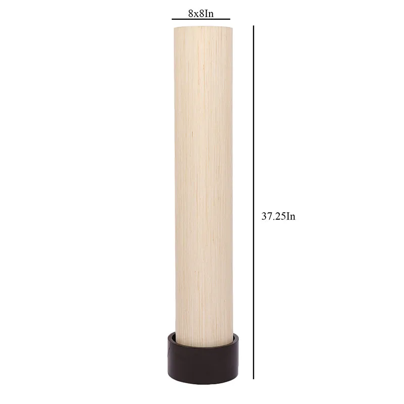 Neila Wooden Tower Floor Lamp With Khadi Shade - Off-White media 5