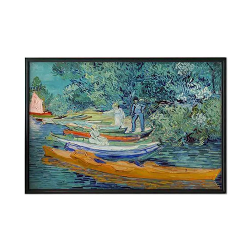 Bank Of The Oise Canvas Wall Art - Black Frame media 6