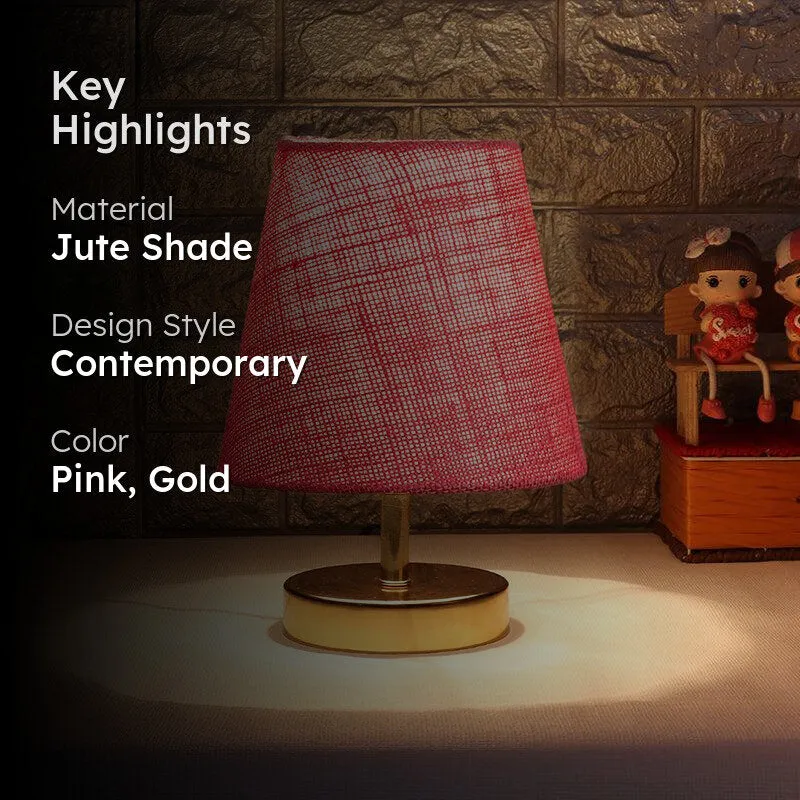 Alba Jute Table Lamp - Pink,Gold media 2