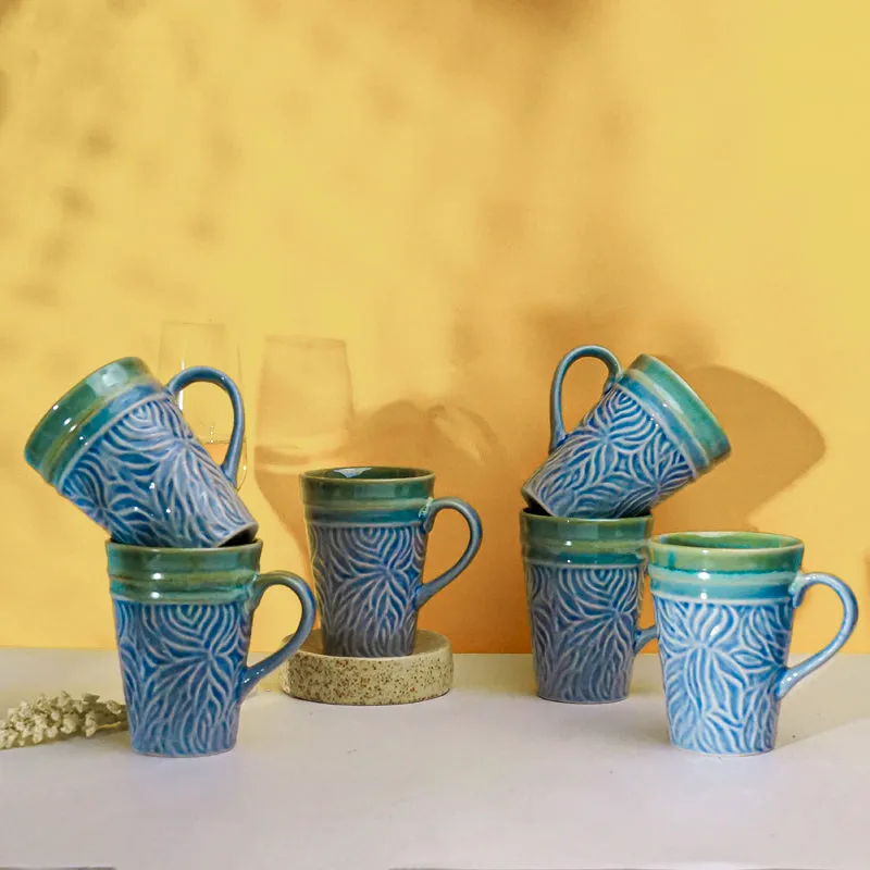 Ceramuse Ceramic Coffee Mug (300 m/Light Blue) - Set of Six media 1