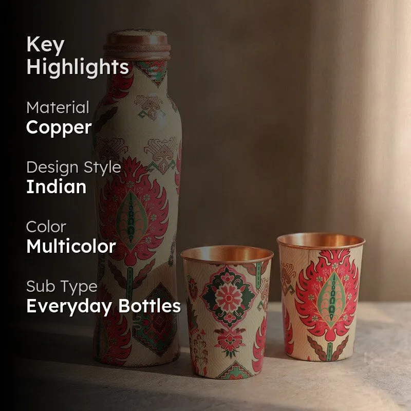 Mystifying Dazzle Copper Bottle with Glasses - Three Piece Set media 2