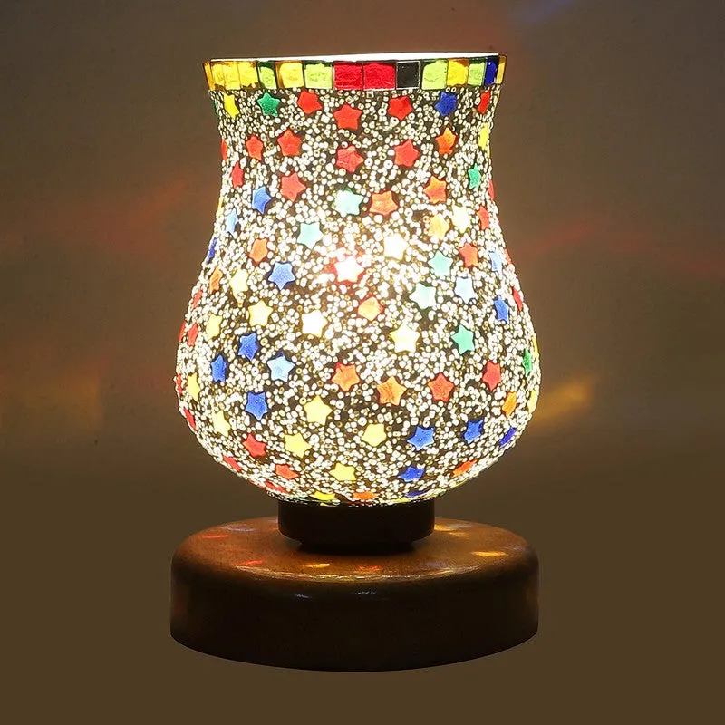 Auranel Mosaic Glass Table Lamp With Wooden Base - Multicolor media 7
