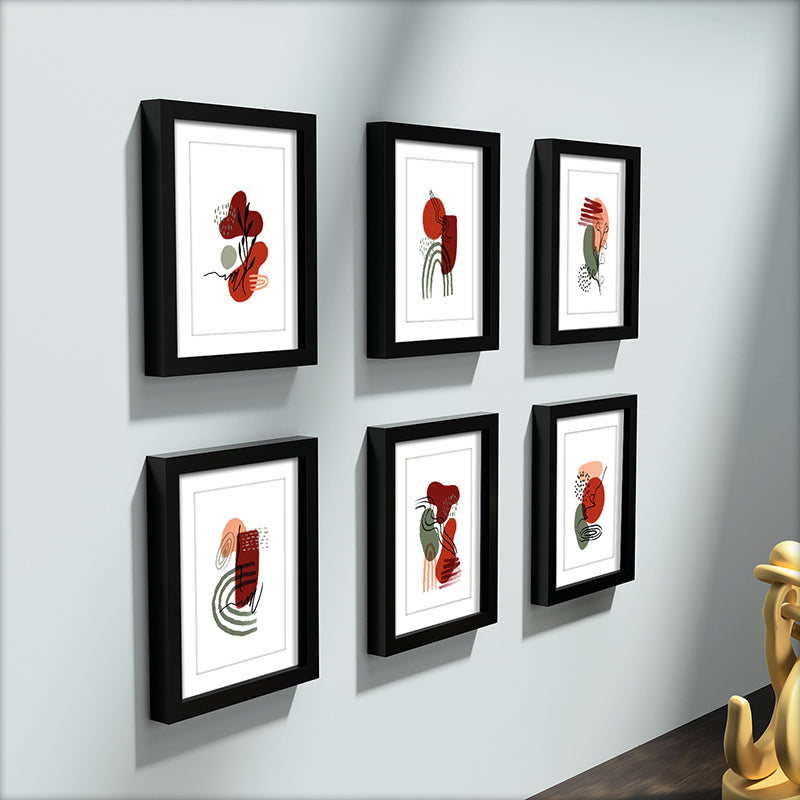 Modern Abstract Wall Painting With Wooden Frame - Set Of Six media 7