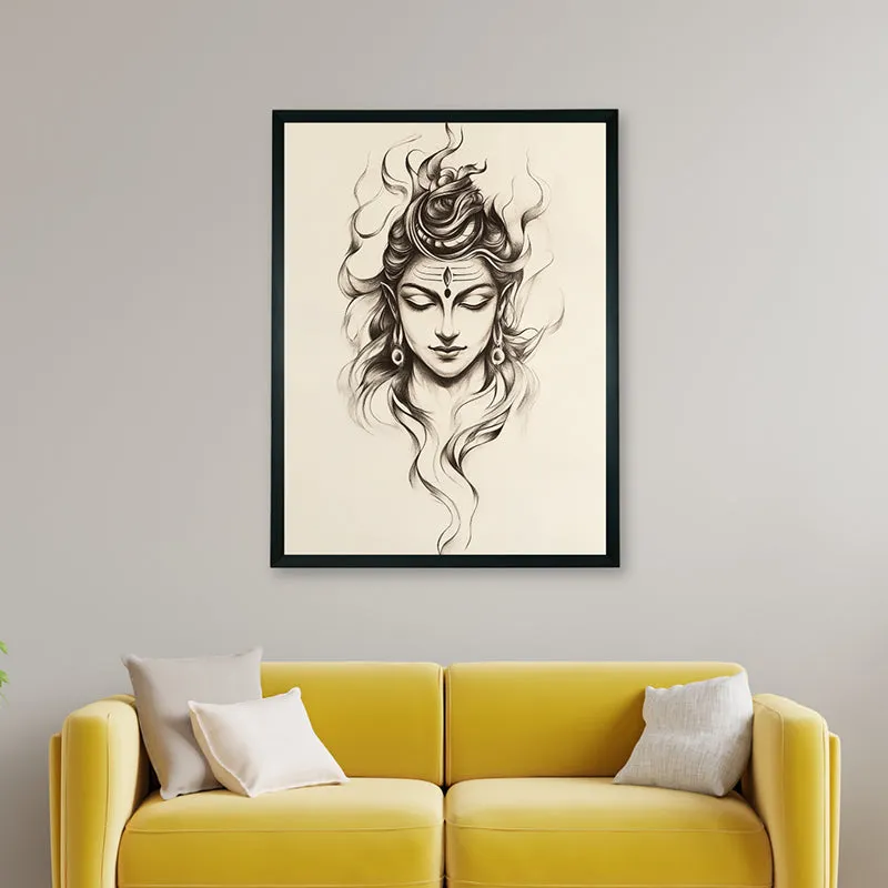 Shiva Sketch Canvas Wall Art With Resin Frame media 5