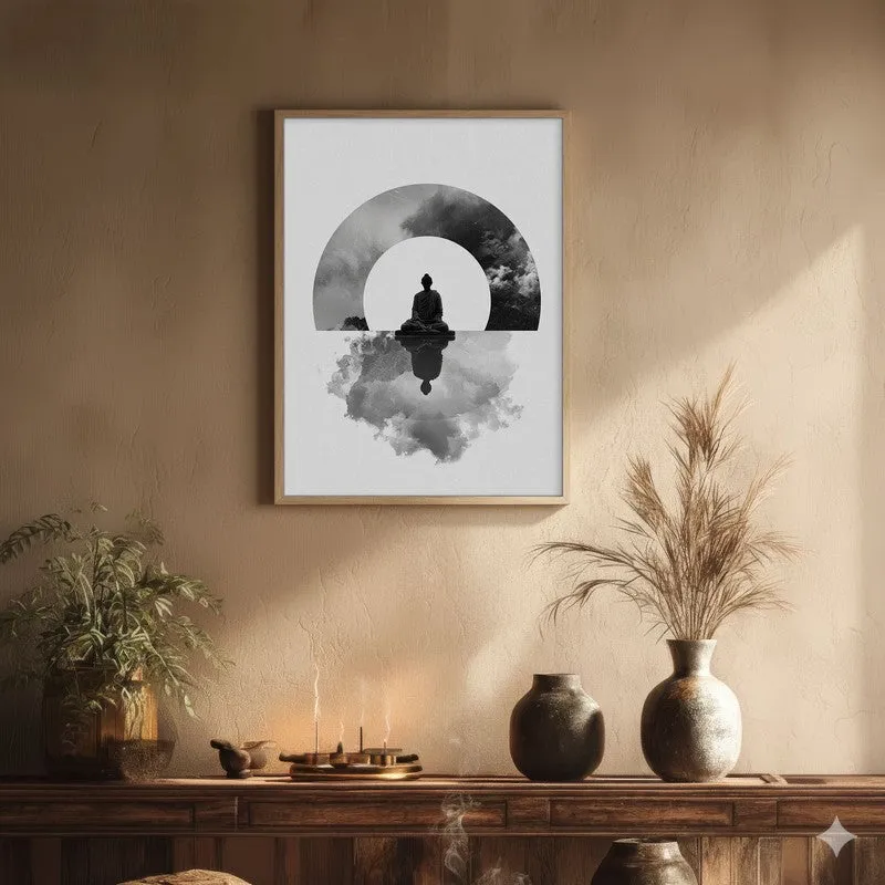 Whispers of Zen Buddha wall Painting With Brown Frame media 1