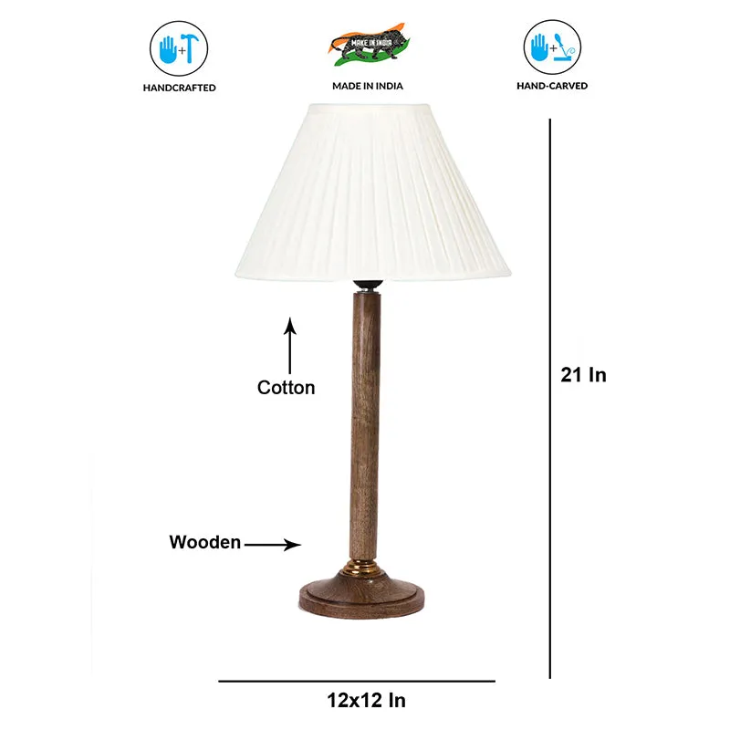 Antique Grace Table Lamp With Wooden Base - White,Brown media 4