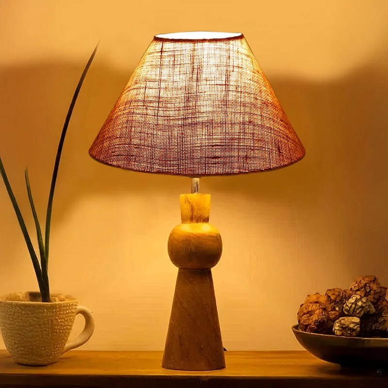 Angler Neo Jute Wooden Table Lamp - Beige,Brown media 1