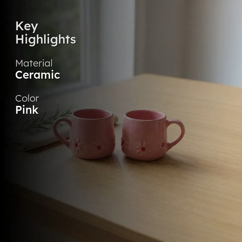Ceramic Coffee Mug (Pink/250 mL Each) - Set of Two media 2
