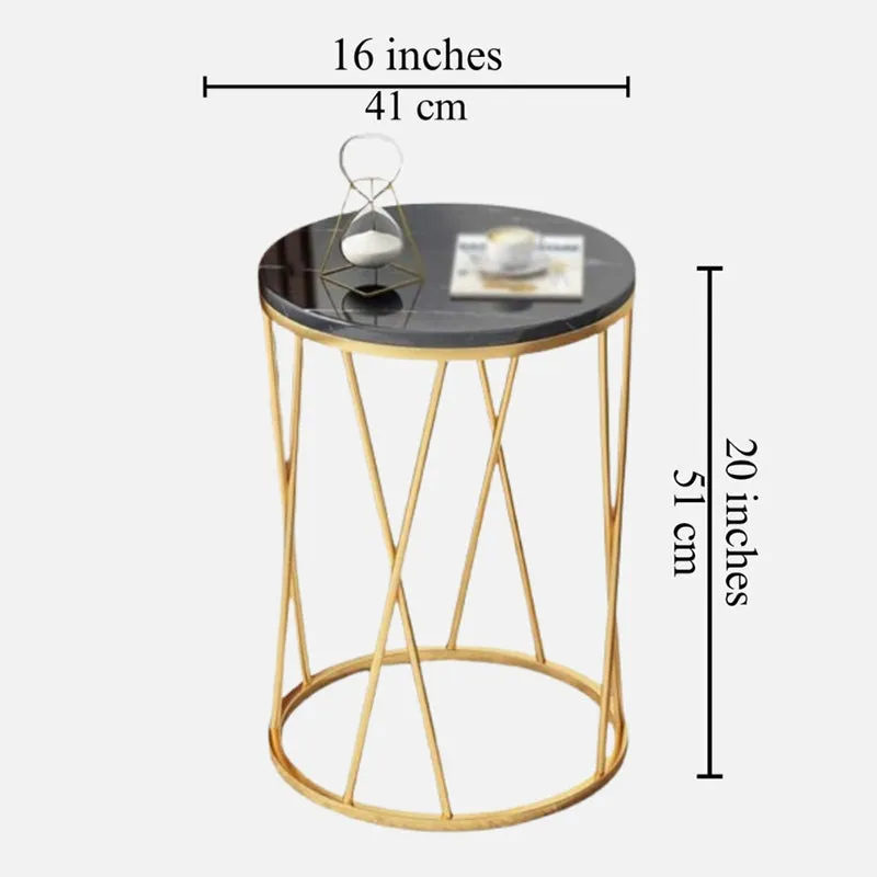 Onyx Drift Metal Accent Table with Marble Top media 5