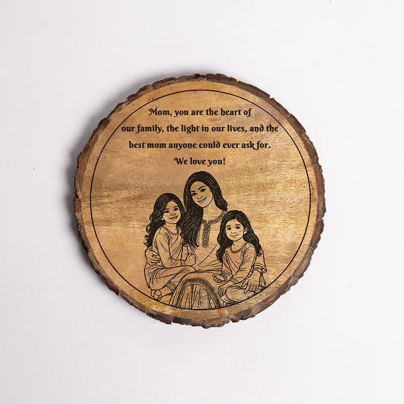 Mother Is The Heart Of Family Wood Showpiece - Round media 5