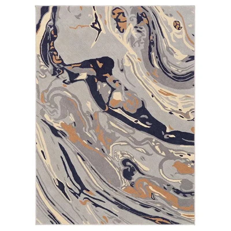Ala Hand Tufted Abstract Wool & Nylon Carpet - Navy Blue media 1