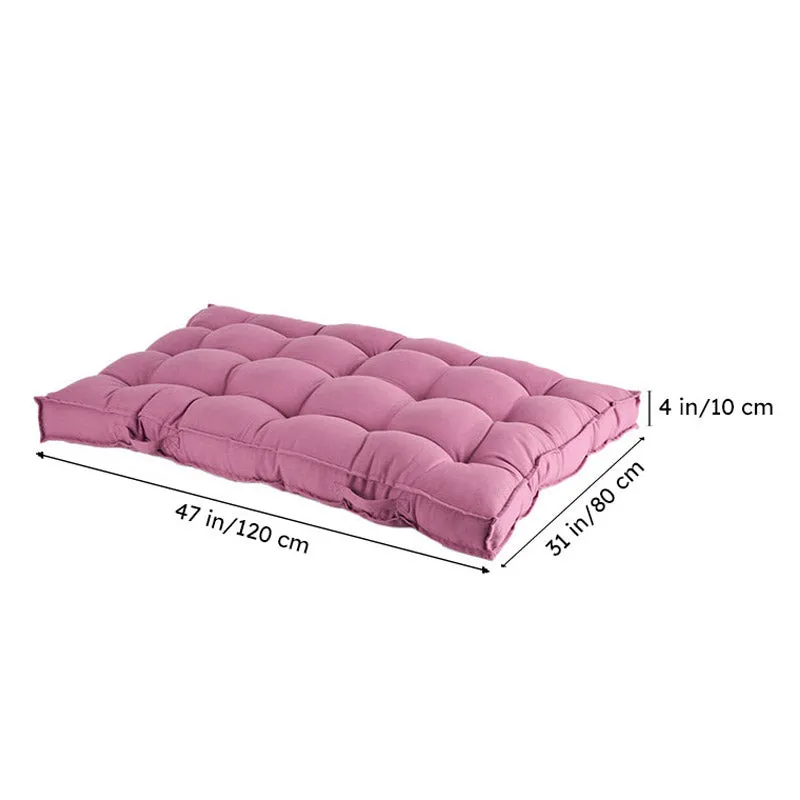 Plushport Solid Cotton Floor Cushion (Pink) - Set Of Two media 7
