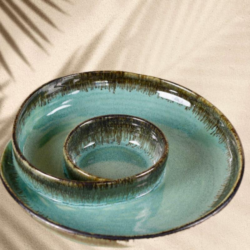 Swirl Swoop Ceramic Platter - Sea Green media 3